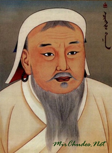 Единственный сохранившийся исторический портрет Чингисхана из серии официальных портретов правителей нарисован при хане Хубилае, музей Тайваня.