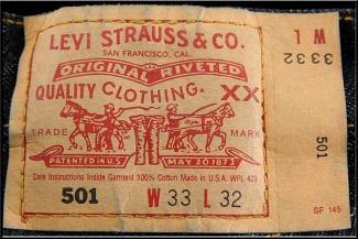 Этикетка для джинсов Levi 501