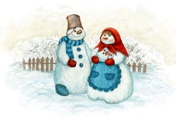 Снежная баба и снеговик